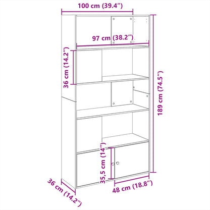 Bücherregal Räuchereiche 100x36x189 cm Holzwerkstoff