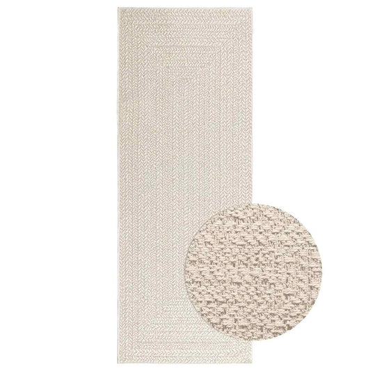 Teppich ZIZUR Creme 80x200 cm Jute-Optik Indoor und Outdoor