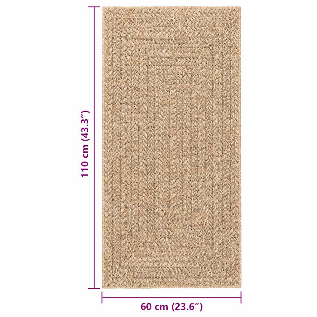 Tappeto ZIZUR Beige 60x110 cm Effetto Juta per Interni ed Esterni