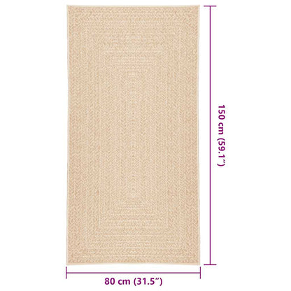 Tappeto ZIZUR Beige 80x150 cm Effetto Juta per Interni ed Esterni