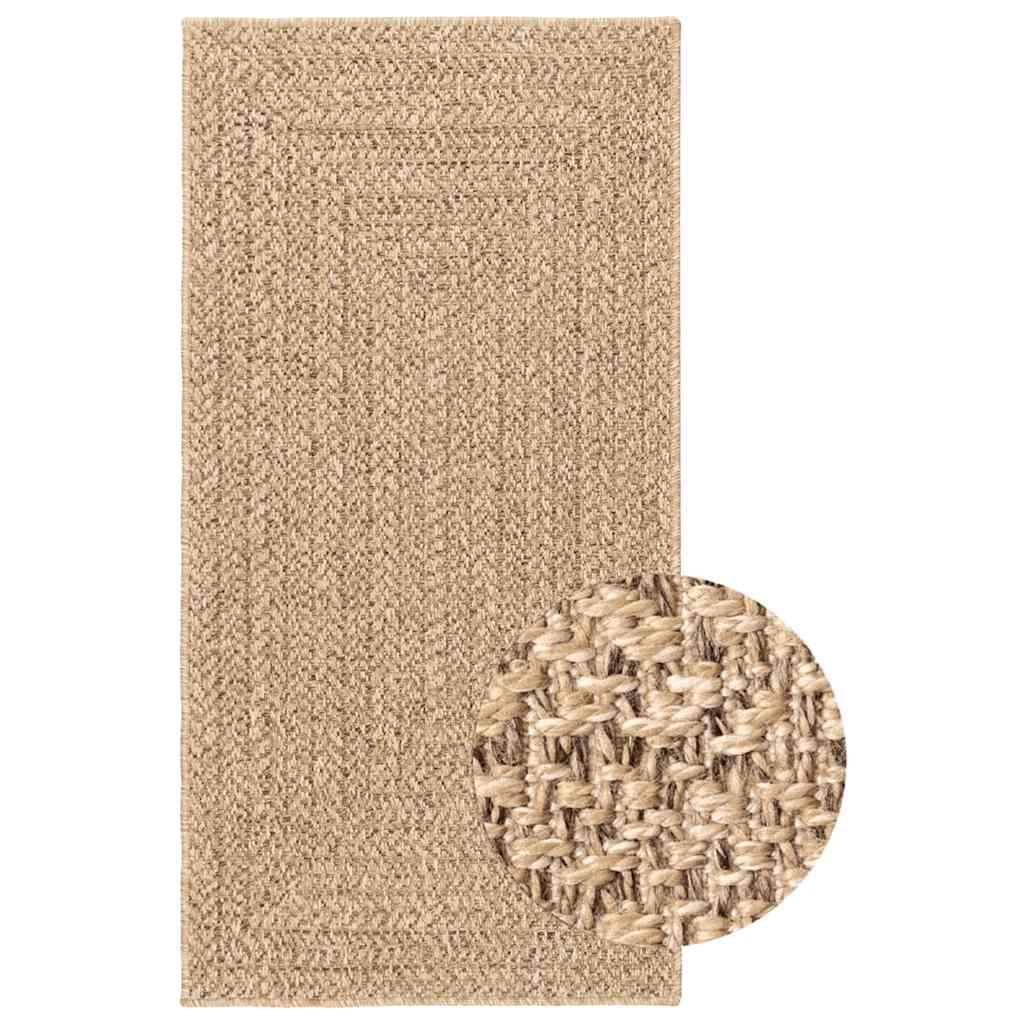 Tappeto ZIZUR Beige 80x250 cm Effetto Juta per Interni ed Esterni