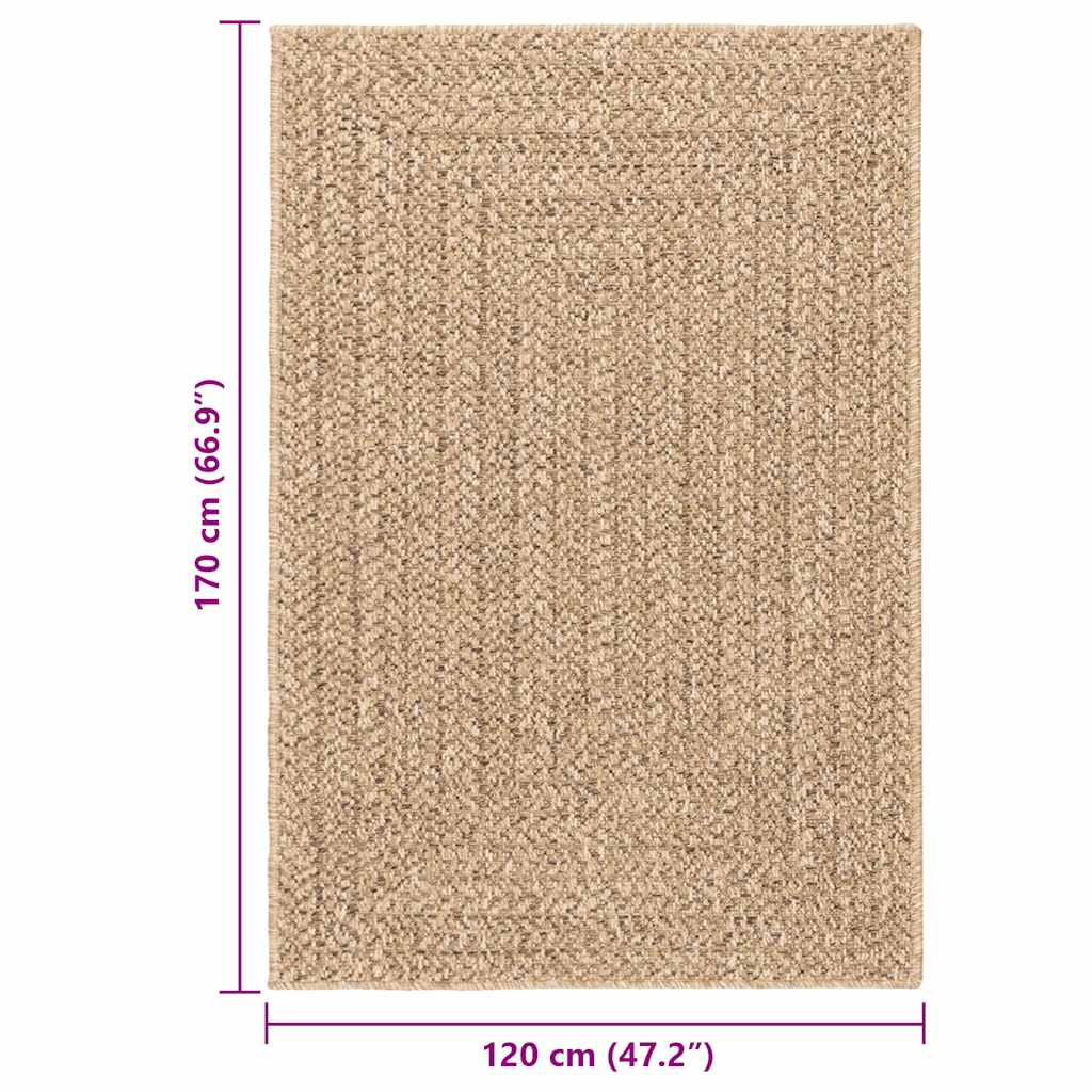 Teppich ZIZUR Beige 100x200 cm Jute-Optik Indoor und Outdoor