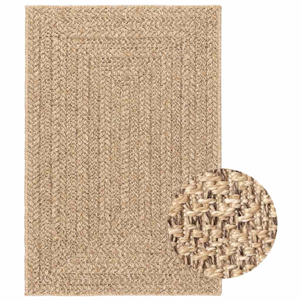 Tappeto ZIZUR Beige 120x120 cm Effetto Juta per Interni ed Esterni