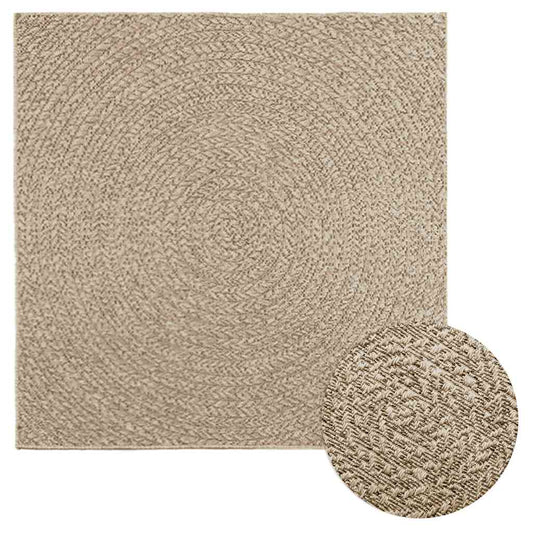 Tappeto ZIZUR Beige 120x120 cm Effetto Juta per Interni ed Esterni
