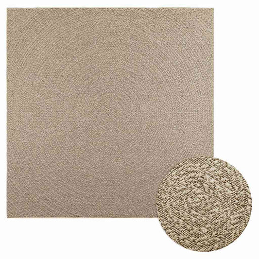 Teppich ZIZUR Beige 200x200 cm Jute-Optik Indoor und Outdoor