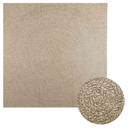 Tappeto ZIZUR Beige 240x240 cm Effetto Juta per Interni ed Esterni