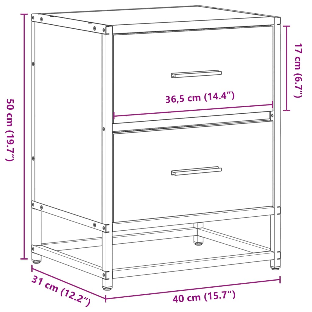 Nachttisch Grau Sonoma 40x31x50 cm Holzwerkstoff