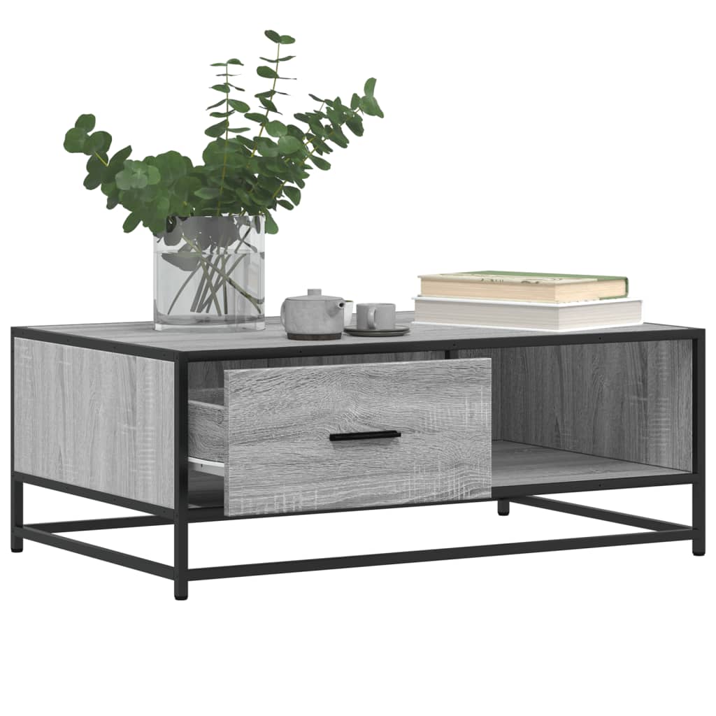 Couchtisch Grau Sonoma 90x57x35 cm Holzwerkstoff und Metall