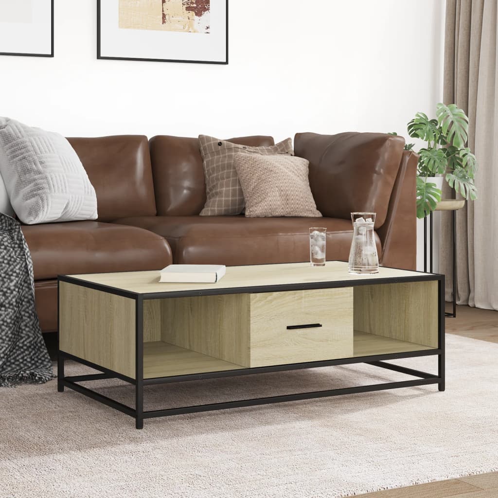 Couchtisch Sonoma-Eiche 100x57x35 cm Holzwerkstoff und Metall