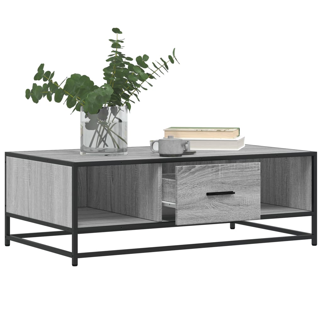 Couchtisch Grau Sonoma 100x57x35 cm Holzwerkstoff und Metall