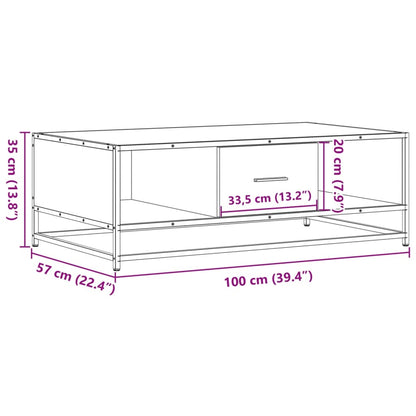 Couchtisch Grau Sonoma 100x57x35 cm Holzwerkstoff und Metall