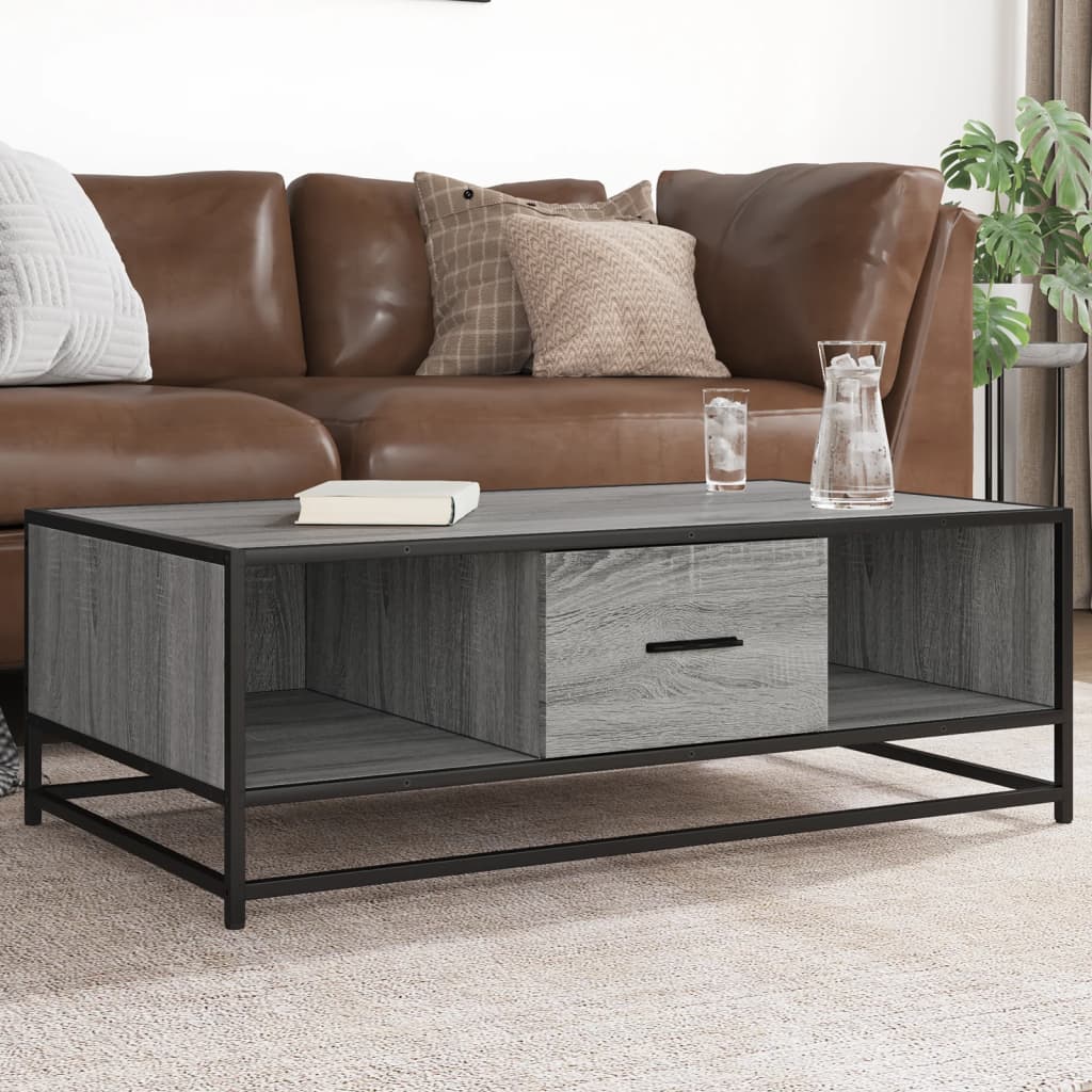 Couchtisch Grau Sonoma 100x57x35 cm Holzwerkstoff und Metall