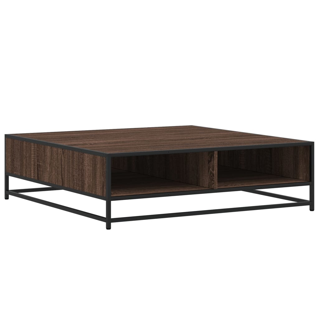 Couchtisch Braun Eichen-Optik 100x100x30cm Holzwerkstoff Metall