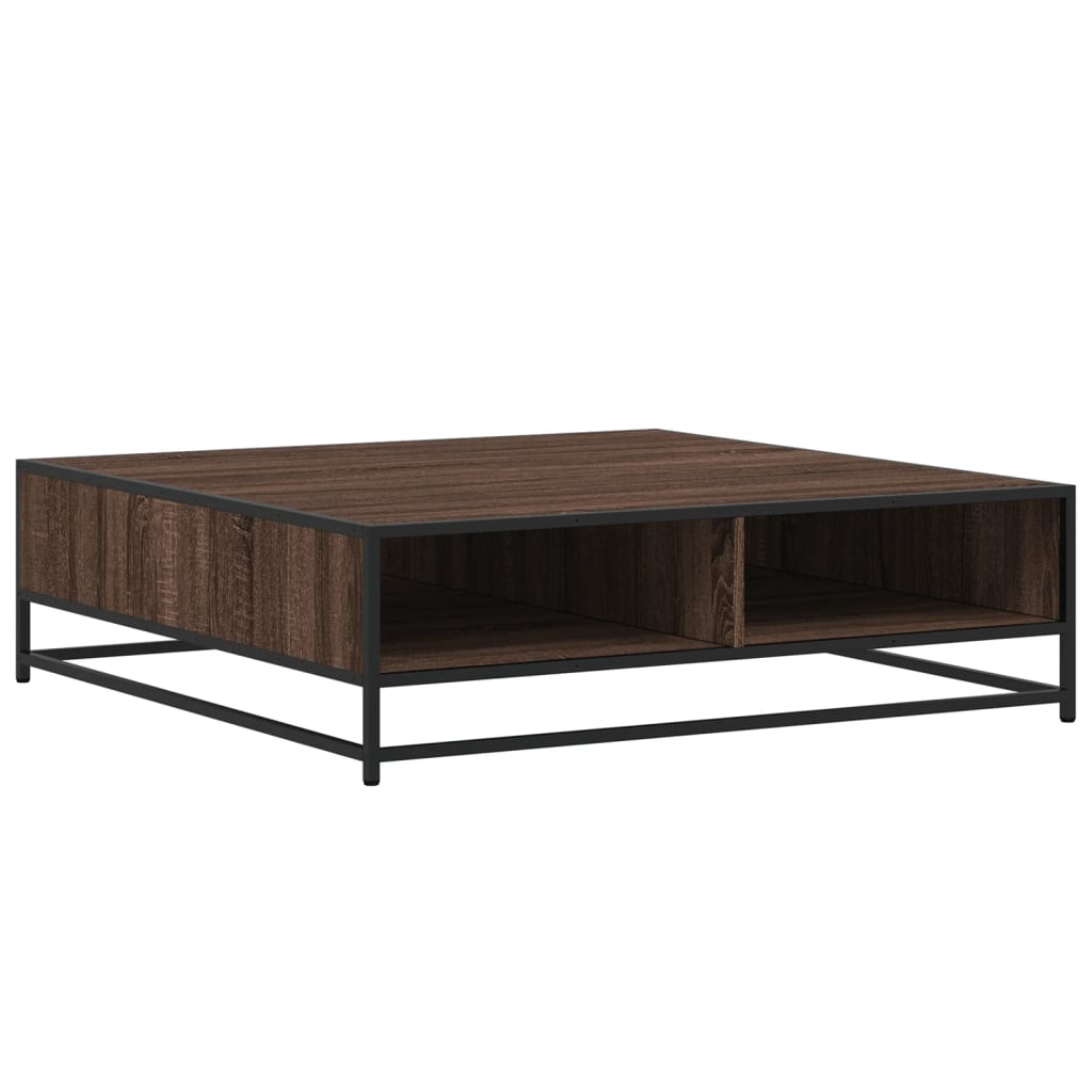 Couchtisch Braun Eichen-Optik 100x100x30cm Holzwerkstoff Metall