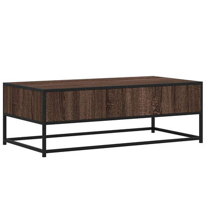 Couchtisch Braun Eichen-Optik 100x50x35 cm Holzwerkstoff Metall