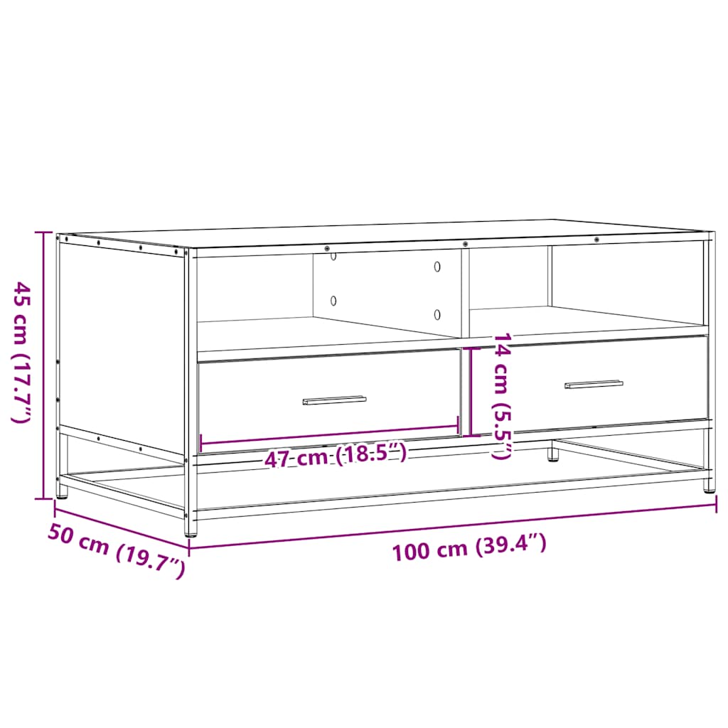 Couchtisch Schwarz 100x50x45 cm Holzwerkstoff und Metall