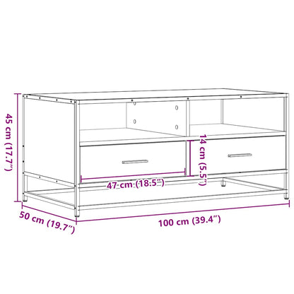 Couchtisch Sonoma-Eiche 100x50x45 cm Holzwerkstoff und Metall