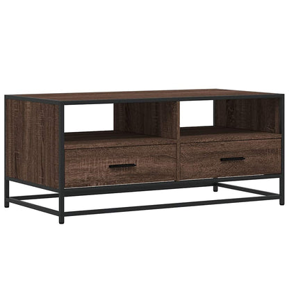 Couchtisch Braun Eichen-Optik 100x50x45 cm Holzwerkstoff Metall