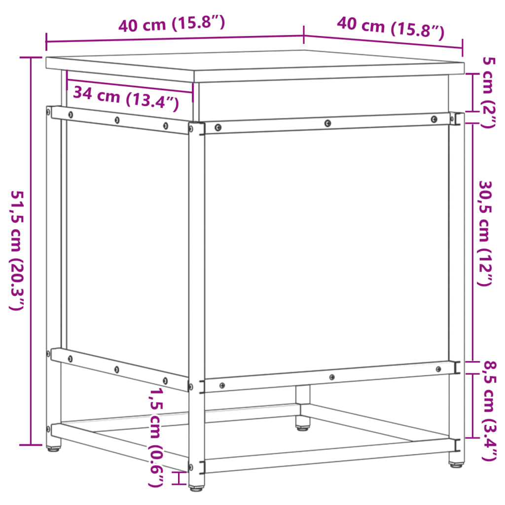 Aufbewahrungsbox mit Deckel Eichen-Optik 40x40x51,5 cm