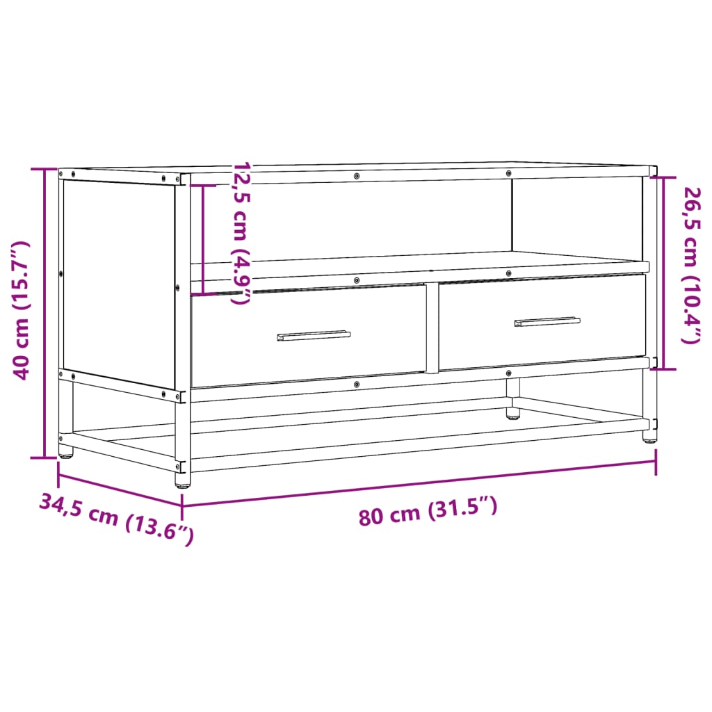 TV-Schrank Schwarz 80x34,5x40 cm Holzwerkstoff und Metall