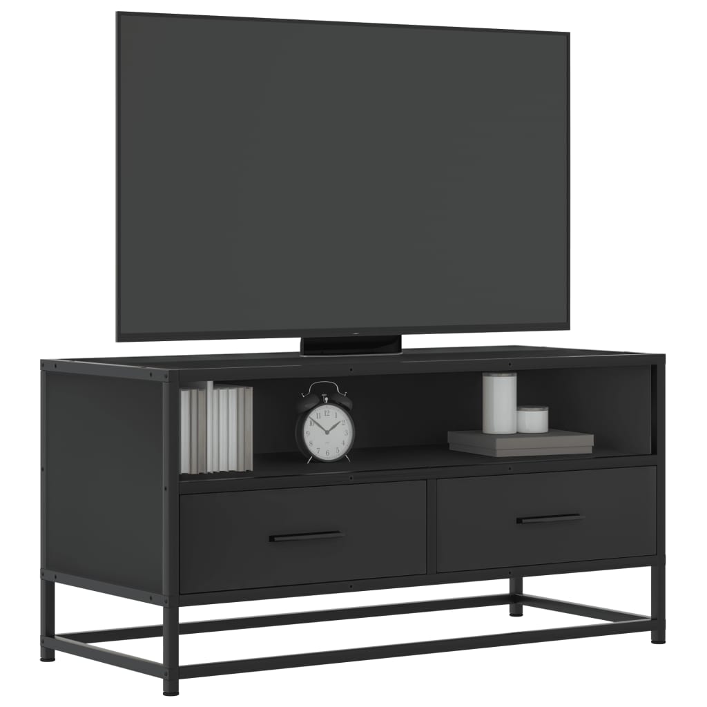 TV-Schrank Schwarz 80x34,5x40 cm Holzwerkstoff und Metall