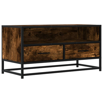 TV-Schrank Räuchereiche 80x34,5x40 cm Holzwerkstoff und Metall