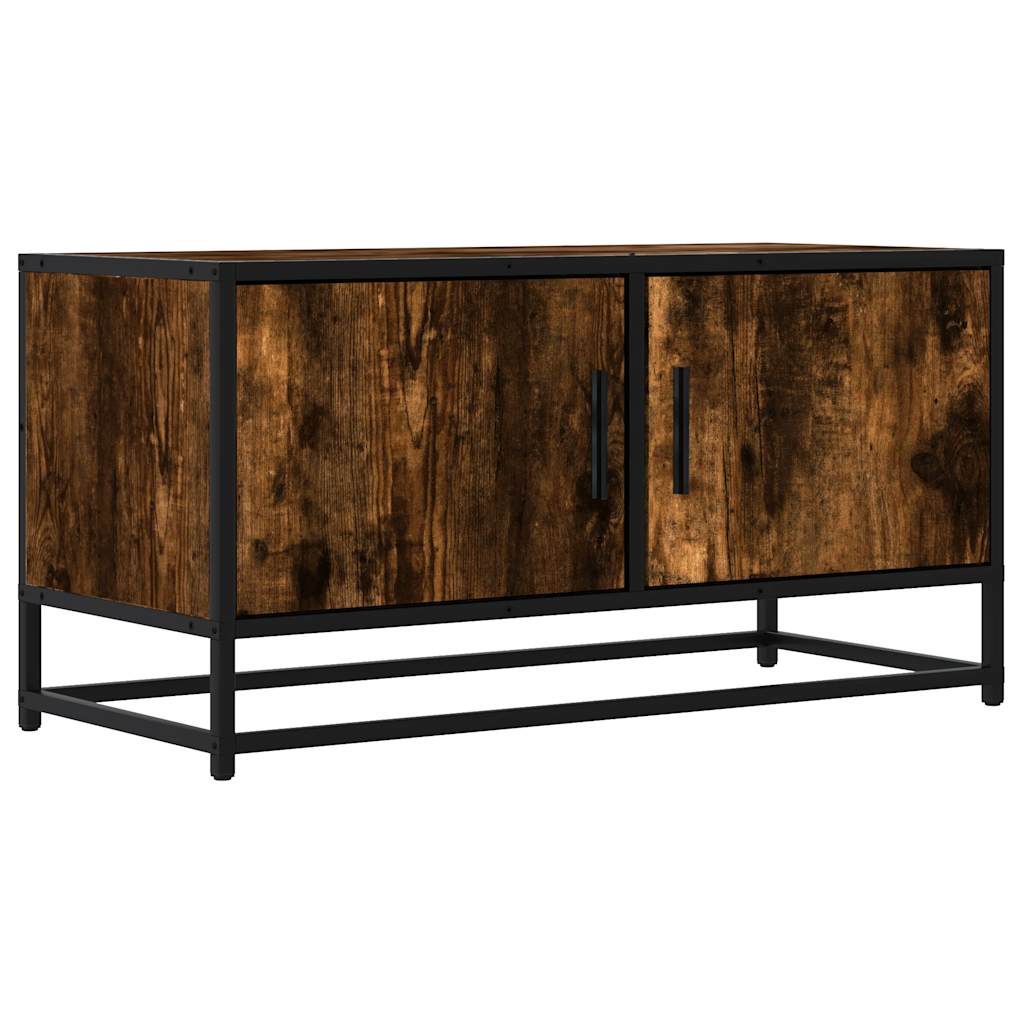 TV-Schrank Räuchereiche 80x34,5x40 cm Holzwerkstoff und Metall