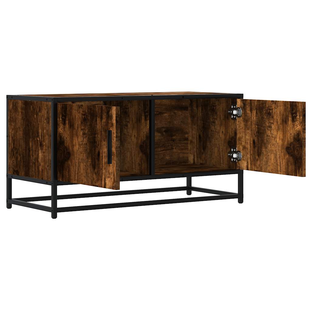 TV-Schrank Räuchereiche 80x34,5x40 cm Holzwerkstoff und Metall