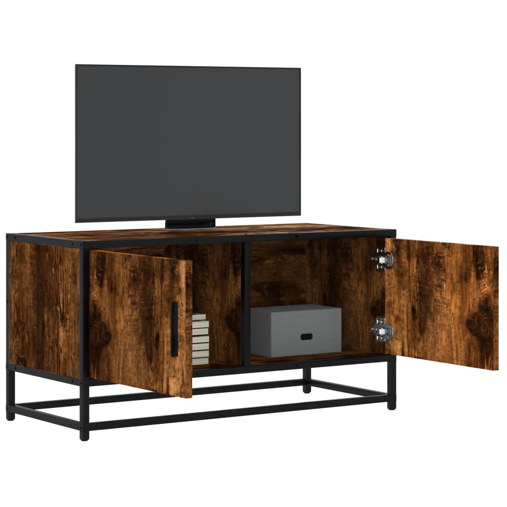 TV-Schrank Räuchereiche 80x34,5x40 cm Holzwerkstoff und Metall