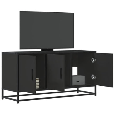 TV-Schrank Schwarz 100x35x50 cm Holzwerkstoff und Metall