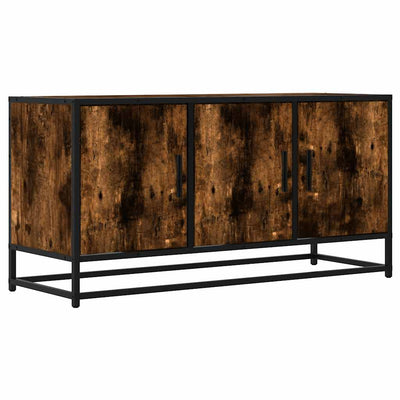 TV-Schrank Räuchereiche 100x35x50 cm Holzwerkstoff und Metall