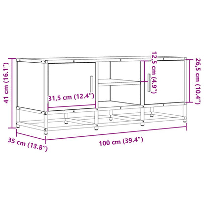 TV-Schrank Schwarz 100x35x41 cm Holzwerkstoff und Metall