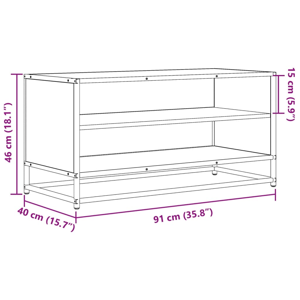 TV-Schrank Schwarz 91x40x46 cm Holzwerkstoff und Metall