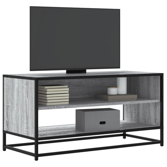 TV-Schrank Grau Sonoma 91x40x46 cm Holzwerkstoff und Metall