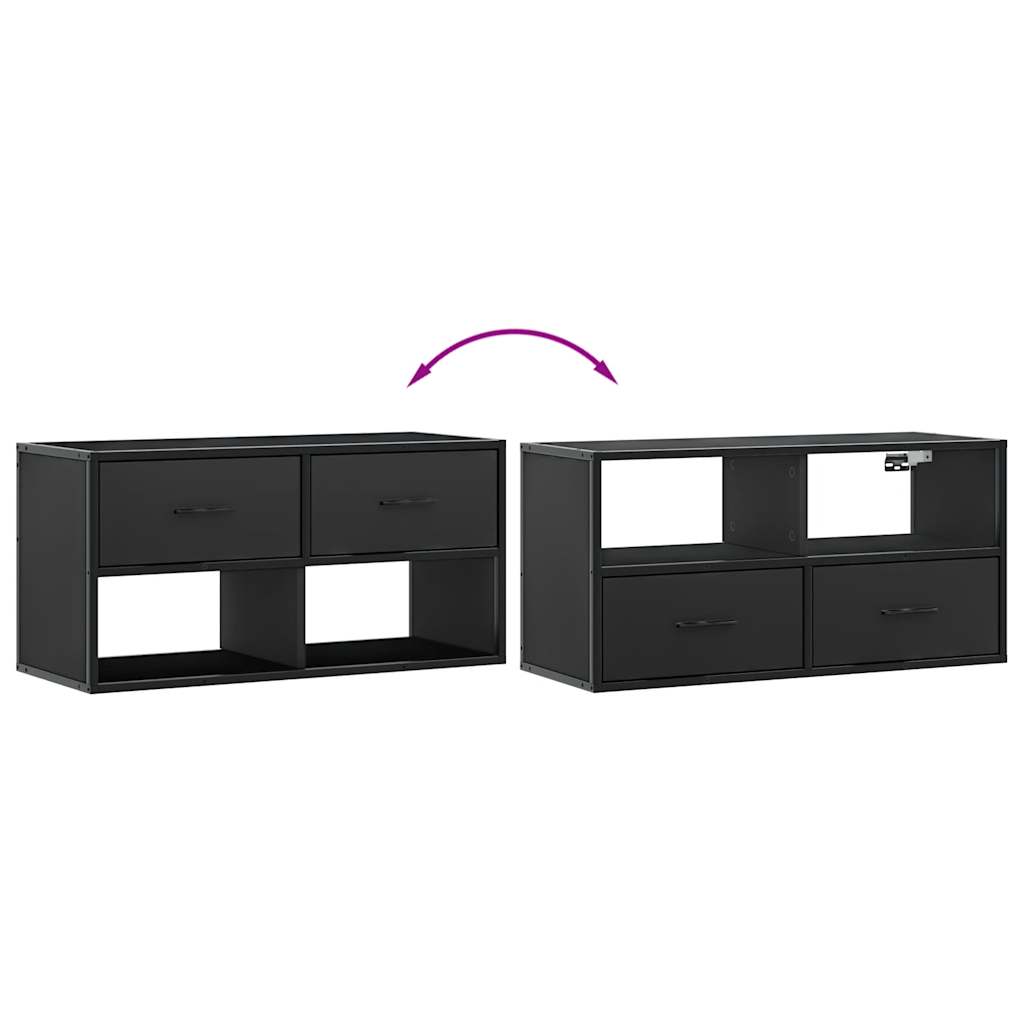 TV-Schrank Schwarz 80x31x39,5 cm Holzwerkstoff und Metall