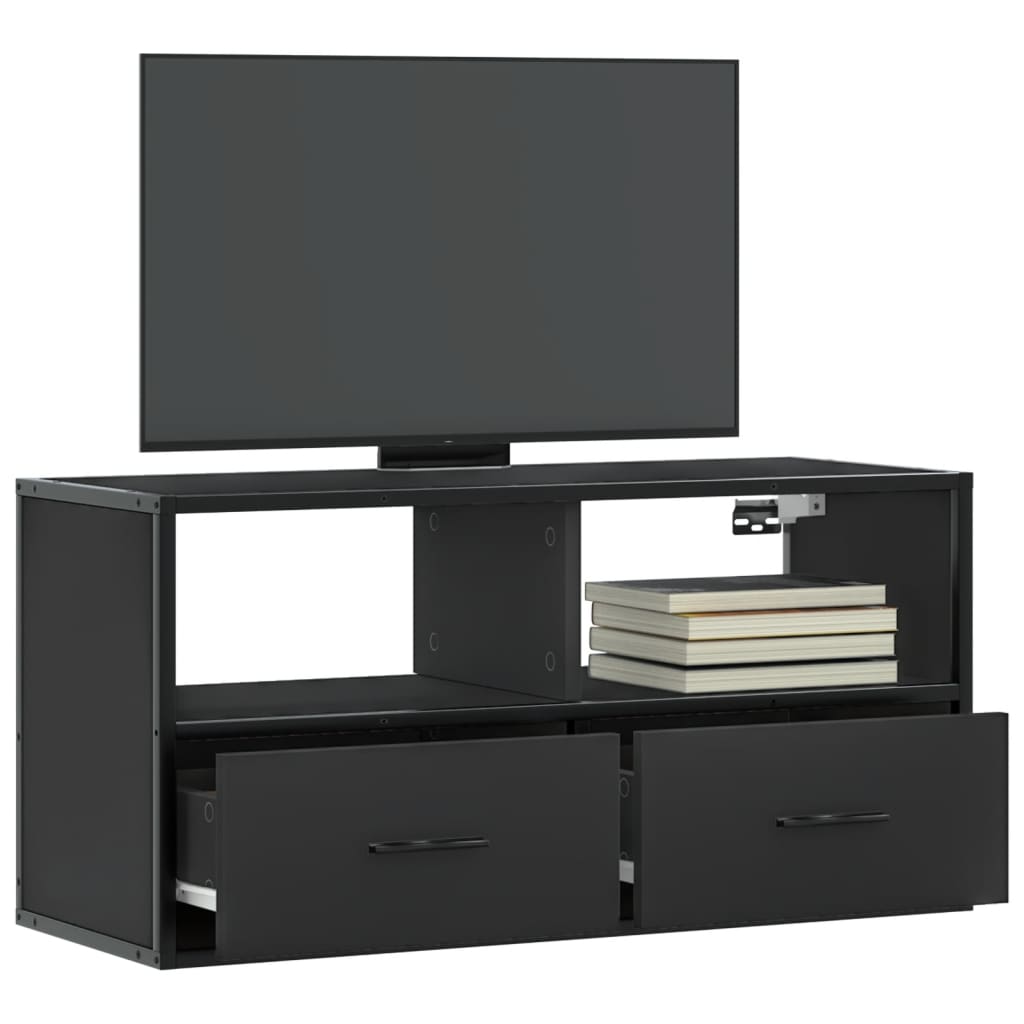 TV-Schrank Schwarz 80x31x39,5 cm Holzwerkstoff und Metall