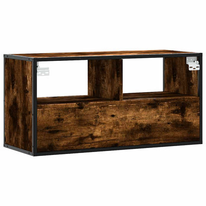 TV-Schrank Räuchereiche 80x31x39,5 cm Holzwerkstoff und Metall