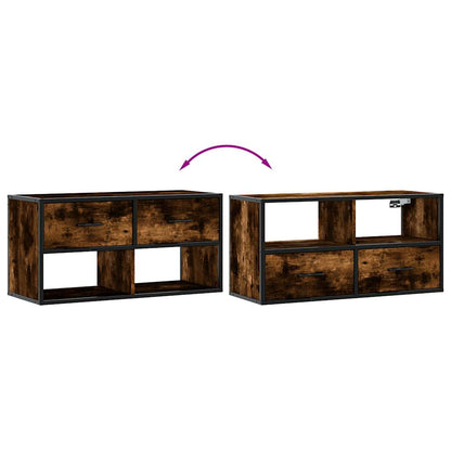 TV-Schrank Räuchereiche 80x31x39,5 cm Holzwerkstoff und Metall