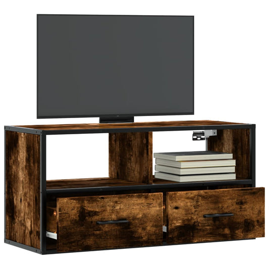 TV-Schrank Räuchereiche 80x31x39,5 cm Holzwerkstoff und Metall