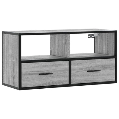 TV-Schrank Grau Sonoma 80x31x39,5 cm Holzwerkstoff und Metall