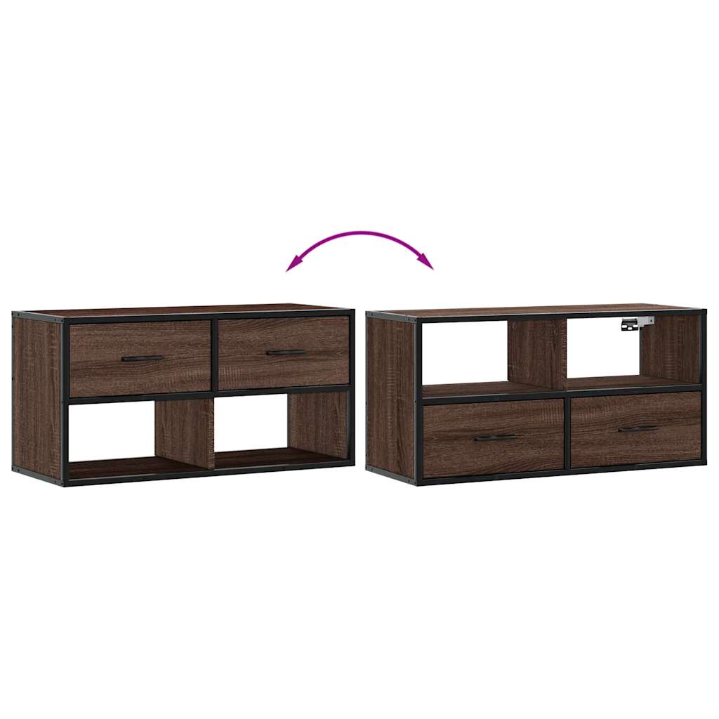 TV-Schrank Braun Eiche 80x31x39,5 cm Holzwerkstoff und Metall