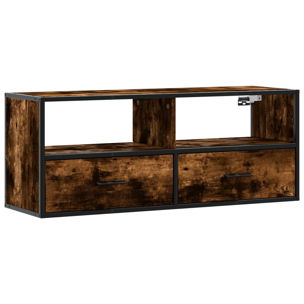 TV-Schrank Räuchereiche 100x31x39,5 cm Holzwerkstoff und Metall