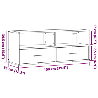 TV-Schrank Räuchereiche 100x31x39,5 cm Holzwerkstoff und Metall