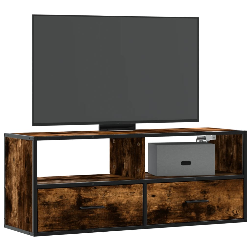 TV-Schrank Räuchereiche 100x31x39,5 cm Holzwerkstoff und Metall