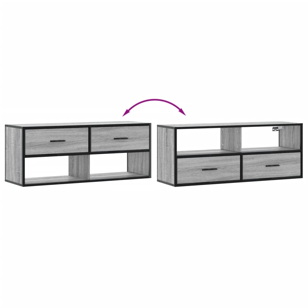 TV-Schrank Grau Sonoma 100x31x39,5 cm Holzwerkstoff und Metall