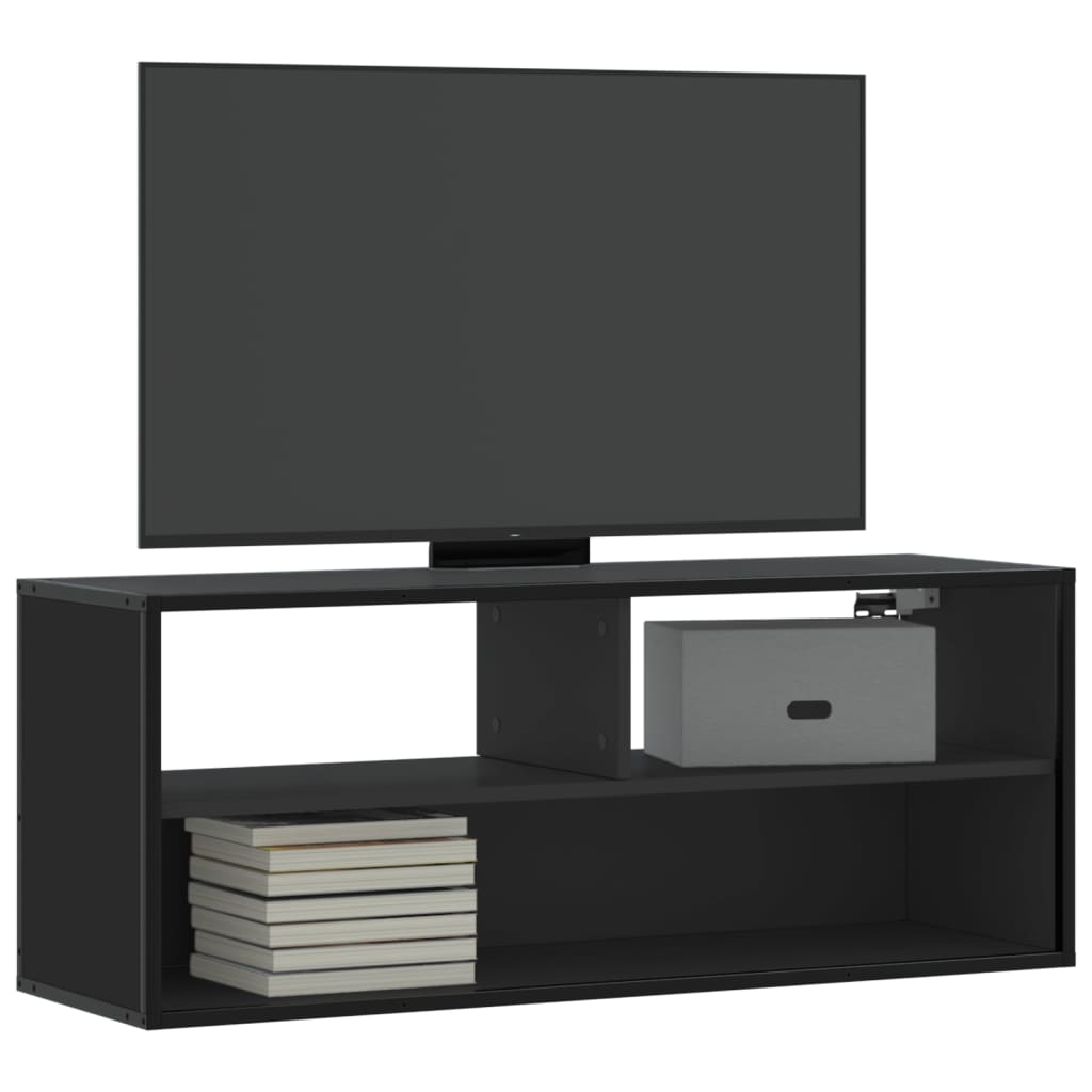 TV-Schrank Schwarz 100x31x39,5 cm Holzwerkstoff und Metall