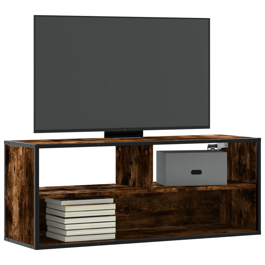 TV-Schrank Räuchereiche 100x31x39,5 cm Holzwerkstoff und Metall