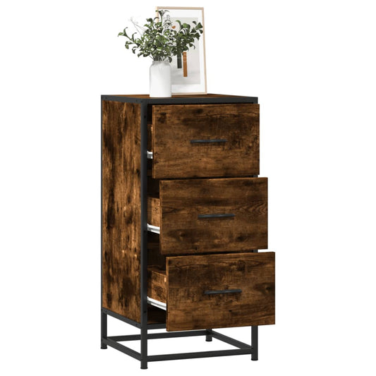 Sideboard Räuchereiche 35,5x35x76 cm Holzwerkstoff und Metall