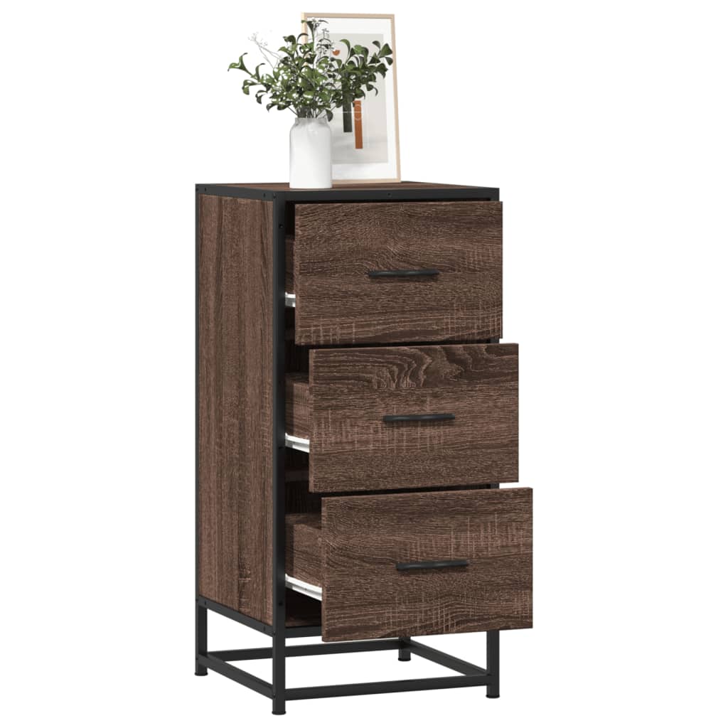 Sideboard Braun Eichen-Optik 35,5x35x76 cm Holzwerkstoff Metall