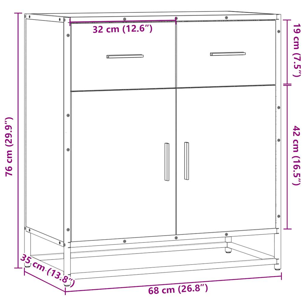 Sideboard Braun Eichen-Optik 68x35x76 cm Holzwerkstoff